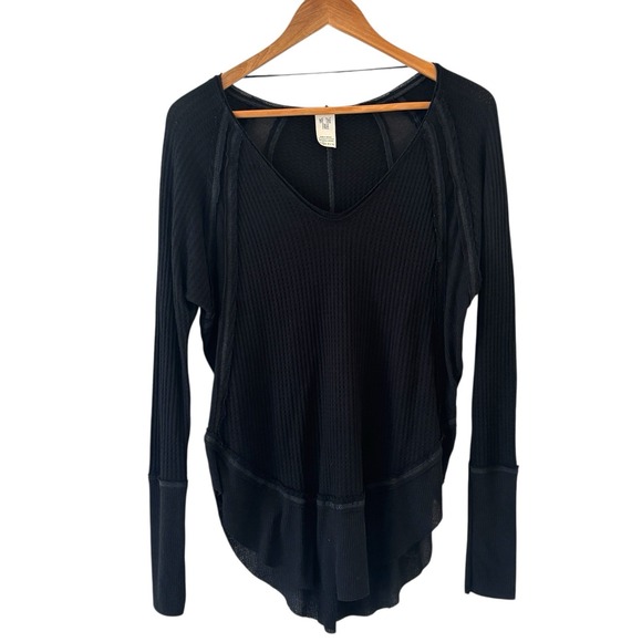 We The Free Tops - We The Free People Boho Tee Top Womens XS Oversized Slouchy Waffle Thermal Black